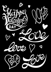 Love day lettering on dot heart background