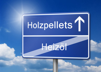 Holzpellets statt Heizöl Schild