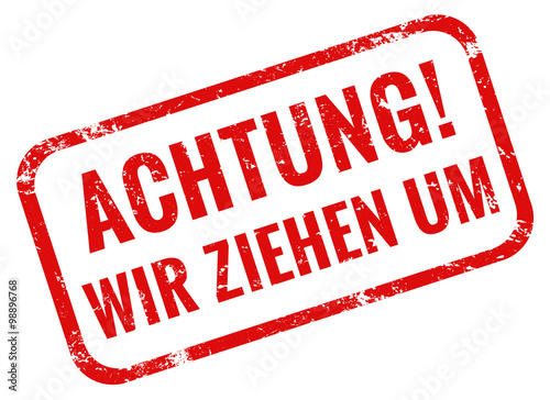 "Achtung wir ziehen um Stempel rot" Stockfotos und lizenzfreie Vektoren