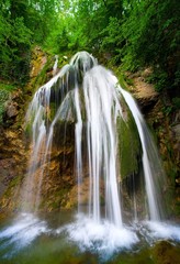 The beautiful waterfall in forest, spring, long exposure