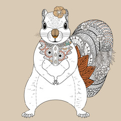adorable squirrel coloring page