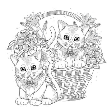 Adorable Kitty Coloring Page