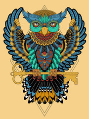 Fototapeta premium mysterious owl coloring page