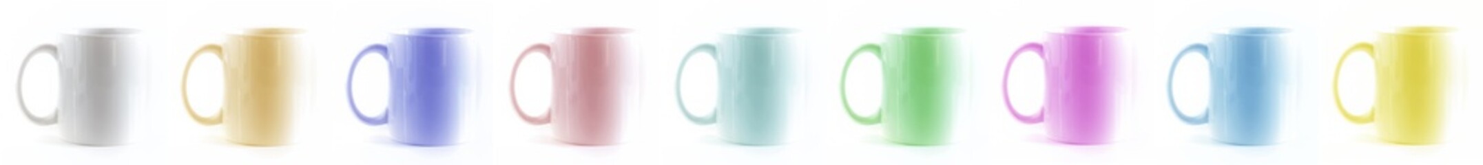 Pattern composition formed by mugs of different colors