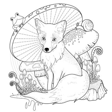 adorable fox coloring page