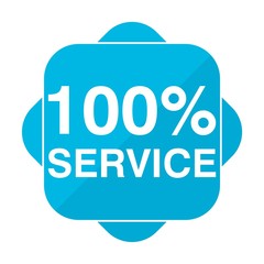 Blue square icon 100% service