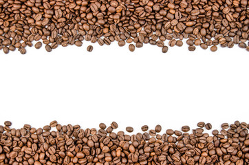 Fragrant coffee beans in large quantities
