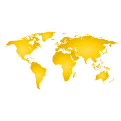 Map of the earth gold color on a white background