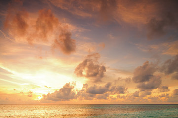 Naklejka na ściany i meble Beautiful Sunset in Maldives