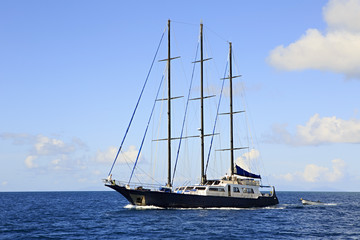 Fototapeta na wymiar Large sailing yacht in the Indian Ocean.