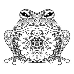 Fototapeta premium Ręcznie rysowane zentangle żaba do kolorowania książki dla dorosłych