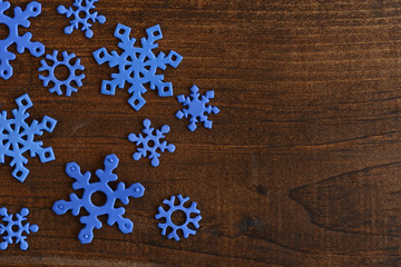 top view blue snowflakes
