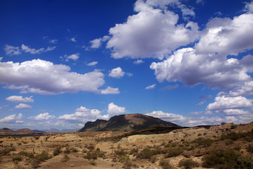 Fototapeta na wymiar Cloudy sky at Ischigualasto National Park, San Juan, Argentina