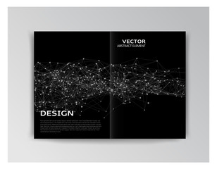 Black template of brochure with abstract elements