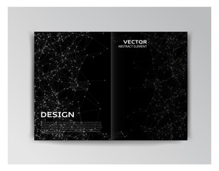 Black template of brochure with abstract elements