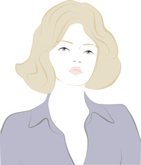 The head of a young girl in pastel colors.