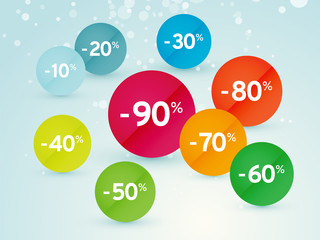 colored sale tags winter background