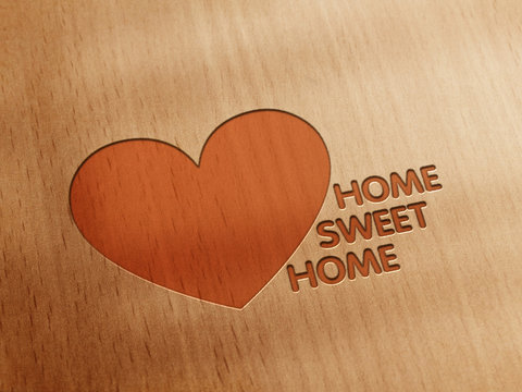 Home Sweet Home - Herz Typo Holz