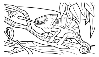 Coloring book for children (chameleon)