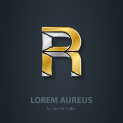 Letter R. Template for company logo. 3d Design element or icon.