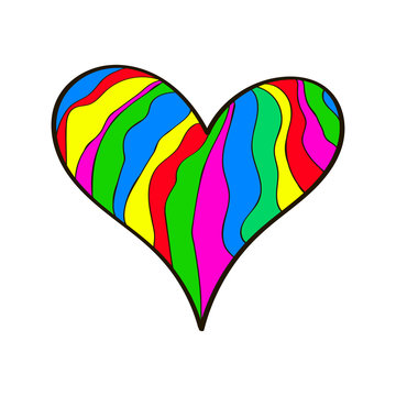 Isolated Bright Colorful Pride Heart Icon