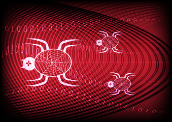 Spider Technology Red Background Vector Illustration