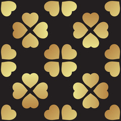 Gold seamless pattern with clover leaves, the symbol of St. Patrick Day in Ireland