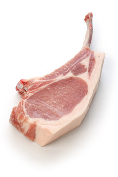 Raw French Pork Chop Isolated On White Background