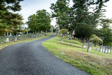 Fototapeta na wymiar road in a cemetery 