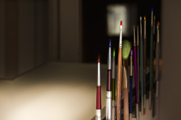Various colorful paint brushes