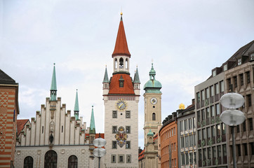 Fototapeta na wymiar Old Town Hall (Altes Rathaus) building at Marienplatz in Munich,