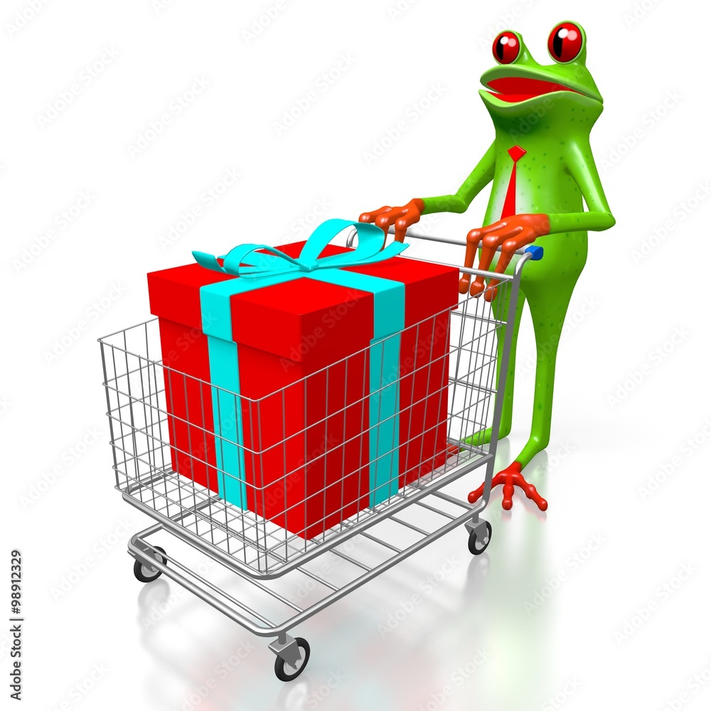 Canvas Prints 3D frog with presents