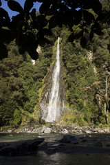 Cascada en Nueva Zelanda, isla sur
