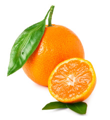Fresh juicy tangerine on white  background
