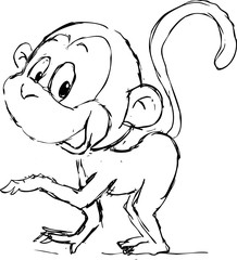sketch cute monkey - vector illustration