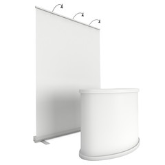 Trade show booth white and blank