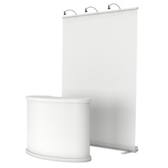 Trade show booth white and blank