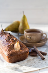 Chocolate cake with pears
