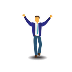 Business Man Icon Excited Hold Hands Up Raised Arms, Businessman