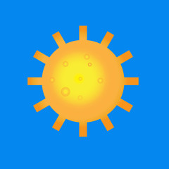 Sun logo icon with long shadow. Sun, summer, nature, sky