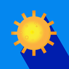 Sun logo icon with long shadow. Sun, summer, nature, sky