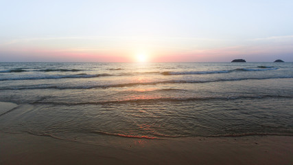 Panorama of sea coast during a wonderful sunset.