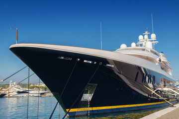 big luxury yacht moored in a marina