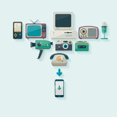 Scientific and technical progress. Flat design.