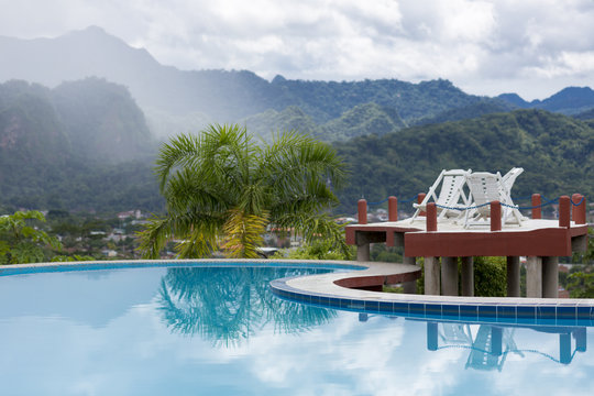 Swimming pool with tropical mountains of Rurrenabaque