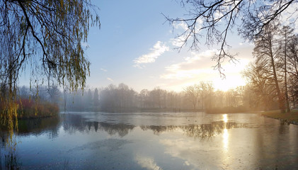 Calm lake in the amount