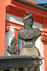 PRAGUE, CZECH REPUBLIC - APRIL 24, 2010: Sculpteres at Troja Palace in Prague, Czech Republic