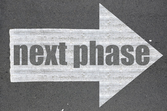 Arrow On Asphalt Road Written Word Next Phase