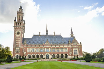A view at the Peace Palace in Hague Netherlands