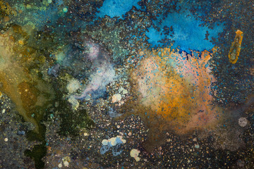 Naklejka na ściany i meble Paul who soiled with paint of different colors. Background. Texture.